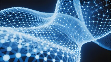 Interconnected Blue Network Structure with Illuminated Nodes