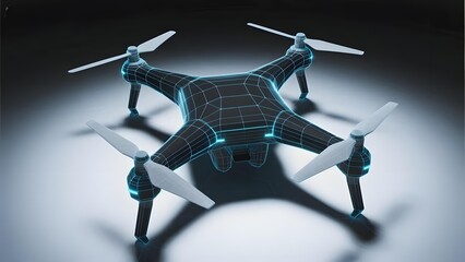 Futuristic Drone with Blue Illuminated Design