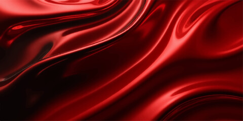 Red silk and satin fabric background with smooth flowing texture and luxurious design