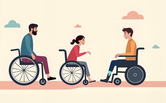 Disabled people landing. International day of persons with disabilities. prosthesis gives your new opportunity. Vector design international world day people with disability illustration. High quality