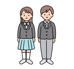 男子学生と女子学生のベクターイラスト素材 全身