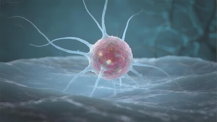 Microscopic View of a Neuron with Dendrites and Axon