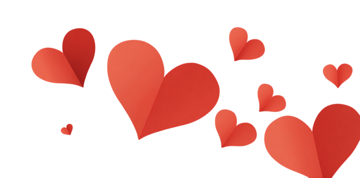 Floating red hearts symbolizing love and affection on a black backdrop