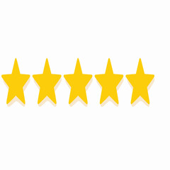 Fototapeta premium Five Yellow Stars – Rating, Review, or Favorite Symbol for Feedback and UI Design