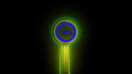 glowing neon USB charging cable icon symbol  on black background 