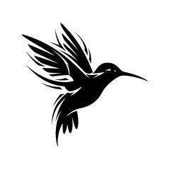 Silhouette of a hummingbird tattoo in motion with elegant lines.