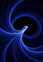 Abstract Blue Swirling Energy Lines on Black Background