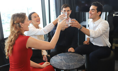 Businesspeople in a meeting and celebration at club