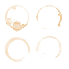 Collection Coffee Stain, Isolated On White Background, Vector Illustration