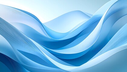 Obraz premium Abstract Blue Flowing Fabric Design, Smooth Waves, Soft Light.