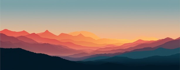 Breathtaking mountain landscape at sunset, showcasing vibrant hues of orange and pink against serene silhouettes. A perfect backdrop for relaxation and inspiration.
