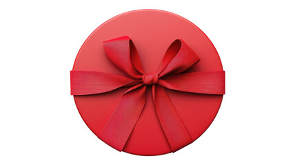 Bright red gift box with a ribbon against an transparent background for festive occasions