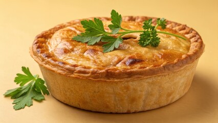 A savory pie with parsley decoration for mock up design