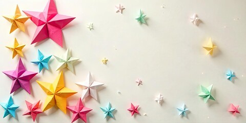 A Festive Arrangement of Colorful Paper Stars on a Light Background, Perfect for Celebrating Special Occasions and Adding a Touch of Whimsical Charm to Any Design Project