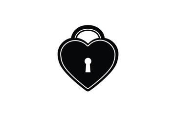 Obraz premium Heart shaped lock with keyhole in center on white background silhouette
