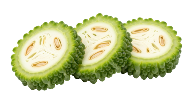 Isolated bitter melon slices