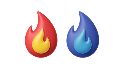 Two Stylized Flame Icons Red And Blue fire cold