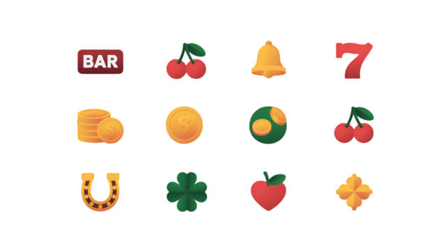 Casino Game Icons Assortment With Black Background