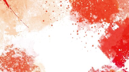 Abstract red and white paint splatter texture with copy space