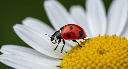 Ladybug on Daisy: A Close-Up Macro Photograph
