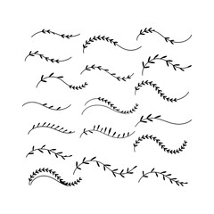 Collection of hand-drawn leaf designs suitable for decorative purposes and artistic projects