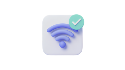 3D Wi Fi Symbol with Check Mark Icon wifi wireless