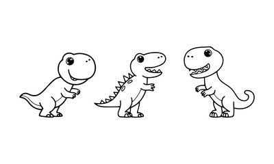 Playful dinosaur illustrations engage children with fun designs in a simple black and white style perfect for creativity