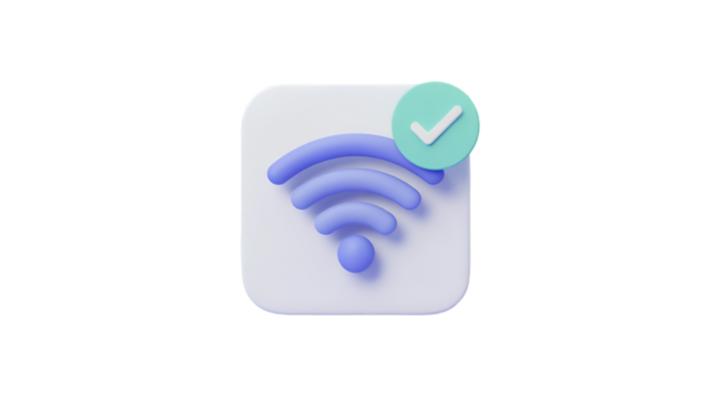 3D Wi Fi Symbol with Check Mark Icon wifi wireless