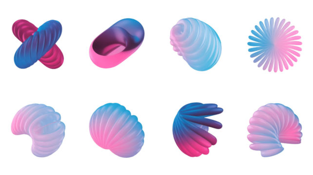 Abstract 3D Shapes with Pink and Blue Gradient graphic