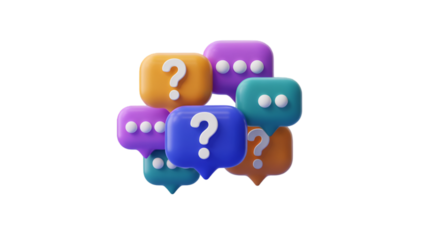 Cluster Of Colorful Speech Bubbles With Question Marks