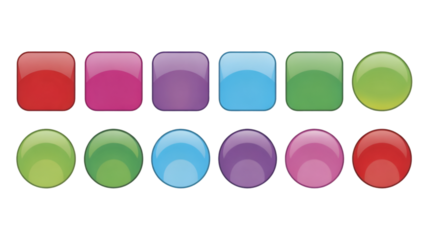 Collection of Glossy Square and Round Buttons icons