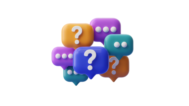 Cluster Of Colorful Speech Bubbles With Question Marks