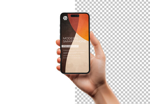 Modern Mobile Phone Isolated In Hand Mockup