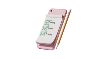 Pink Smartphone With To Do List And Pencil mobile phone