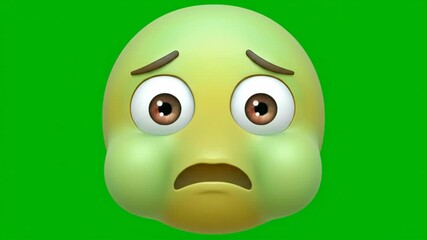 Face Vomiting Emoji. Expressing Sadness Emoticon Isolated on Green Screen Animation