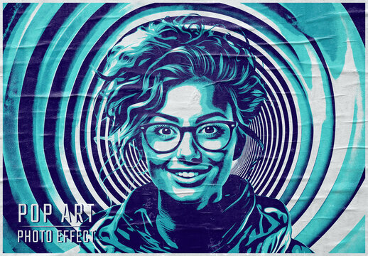 Pop Art Style Photo Effect With Circles Mockup