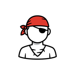 Obraz premium Pirate Avatar Icon One-Eyed Buccaneer Illustration