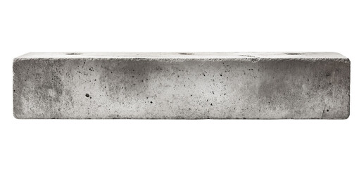 White background, long rectangular concrete block with gray stains on it, isolated, high resolution photography, 