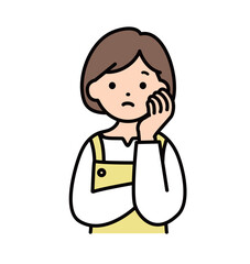 悩んでいる表情の主婦のイメージイラスト素材