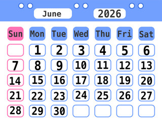 A cute, minimalist 2026 calendar with sweet pastel colors