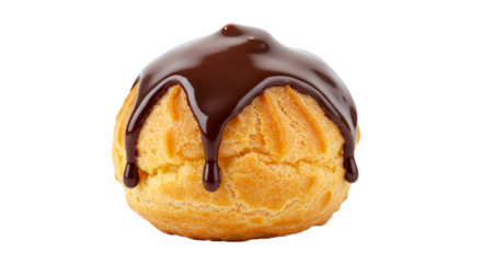 Delicious cream puff pastry with chocolate ganache dessert sweet treat baked goods pastry shop confectionery on transparent background