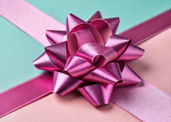 Close up of a pink ribbon and bow tie for mock up design