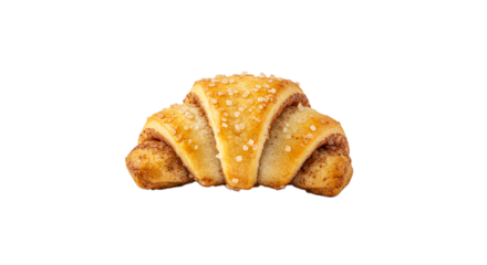 Delicious pastry roll sweet treat baked goods cinnamon roll croissant sugar sprinkles food photography on transparent background