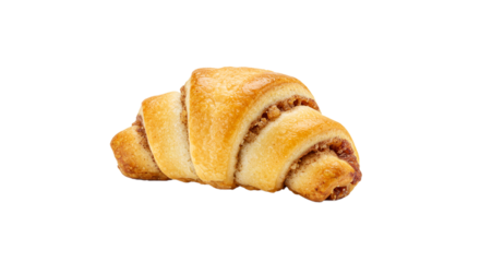 Delicious sweet pastry roll croissant baked treat food dessert bakery item fresh golden brown tasty snack on transparent background
