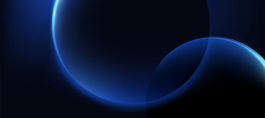 Abstract Blue glow curve lines on dark background