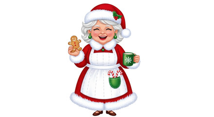 Isolated Mrs. Claus with Gingerbread