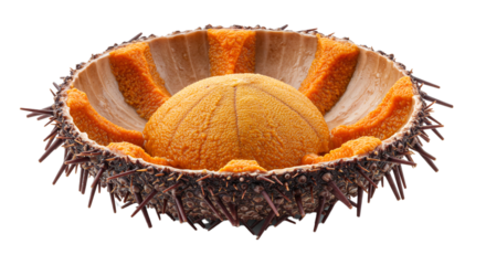 Sea urchin delicacy gourmet seafood cuisine fresh ocean food spiny shell orange roe culinary dish raw delicacy on transparent background