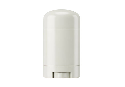 A light gray, smooth, simple deodorant stick container is presented against a pure black background.