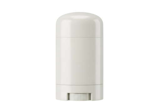 A light gray, smooth, simple deodorant stick container is presented against a pure black background.