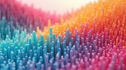 ultra detailed 3d abstract landscape made of vibrant vertical bars and ridges foaming colorful waves ai generative